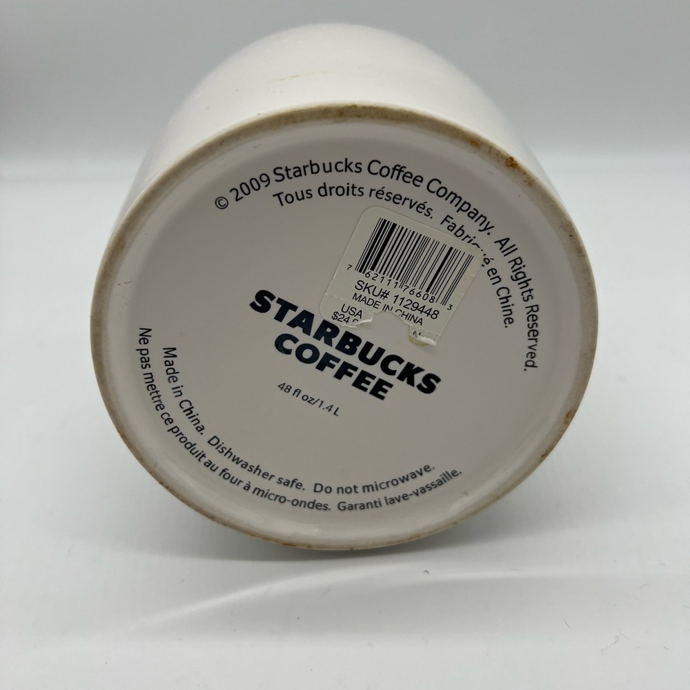 Starbucks 2009 Coffee Kitchen Storage Canister Utensil Jar White Ceramic… - Picture 6 of 6